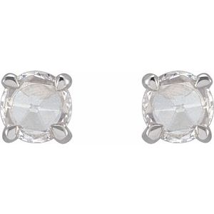 Platinum 1/3 CTW Rose-Cut Natural Diamond Stud Earrings – image 2