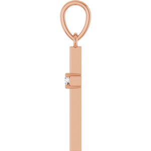 14K Rose Gold .03 CT Natural Diamond Cross Pendant