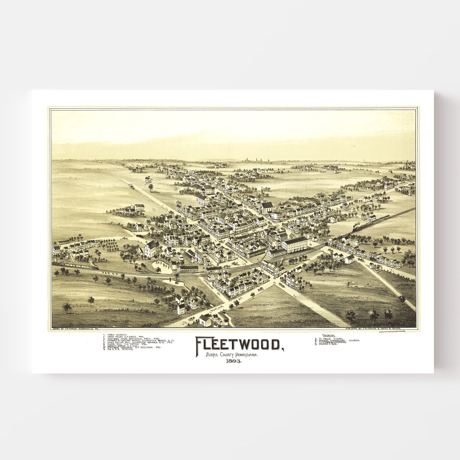 Vintage Map of Fleetwood, Pennsylvania 1897