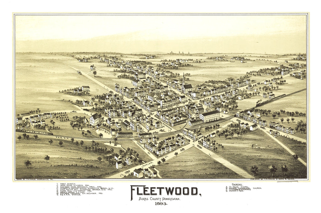 Vintage Map of Fleetwood, Pennsylvania 1897
