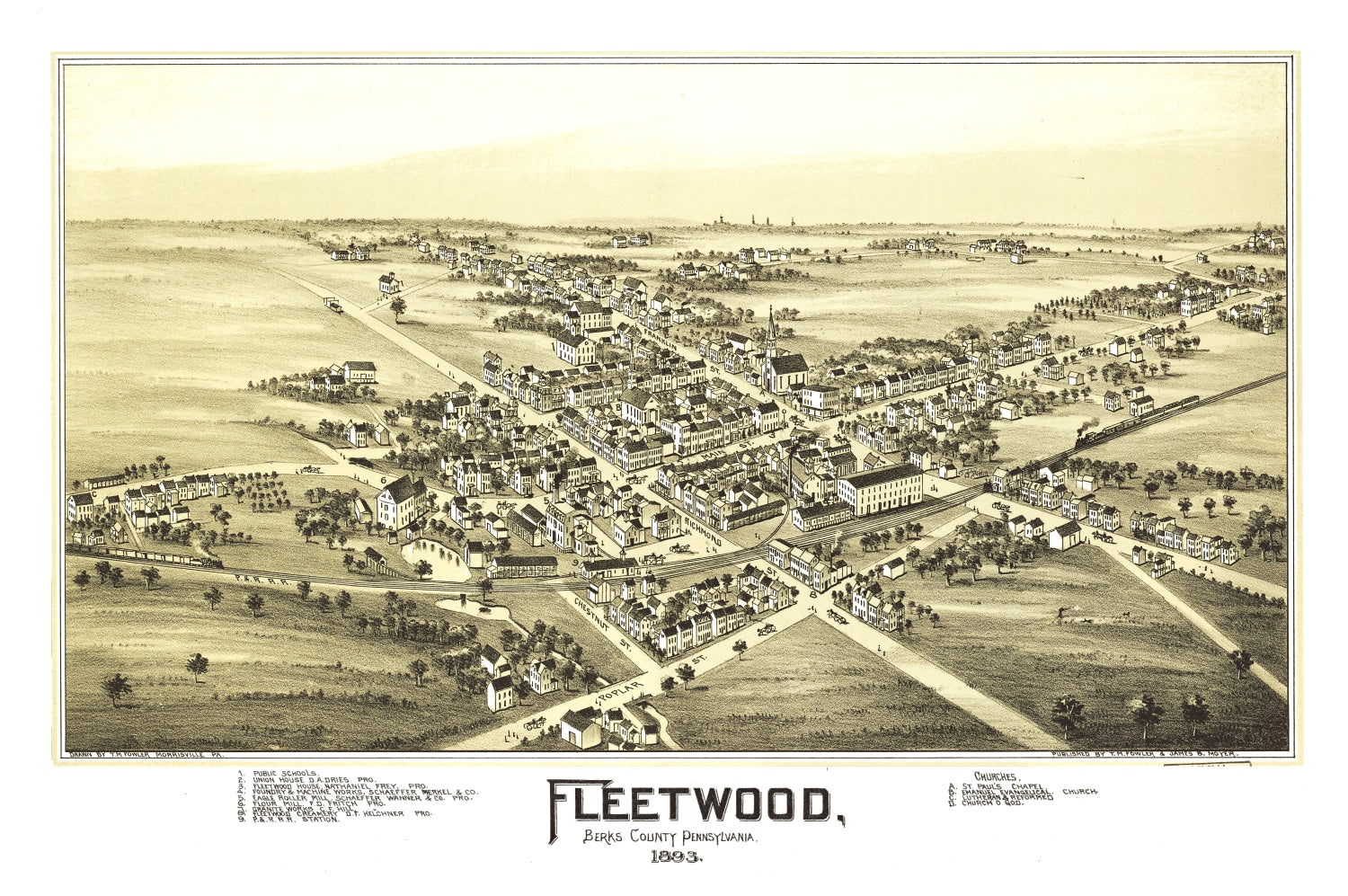 Vintage Map of Fleetwood, Pennsylvania 1897