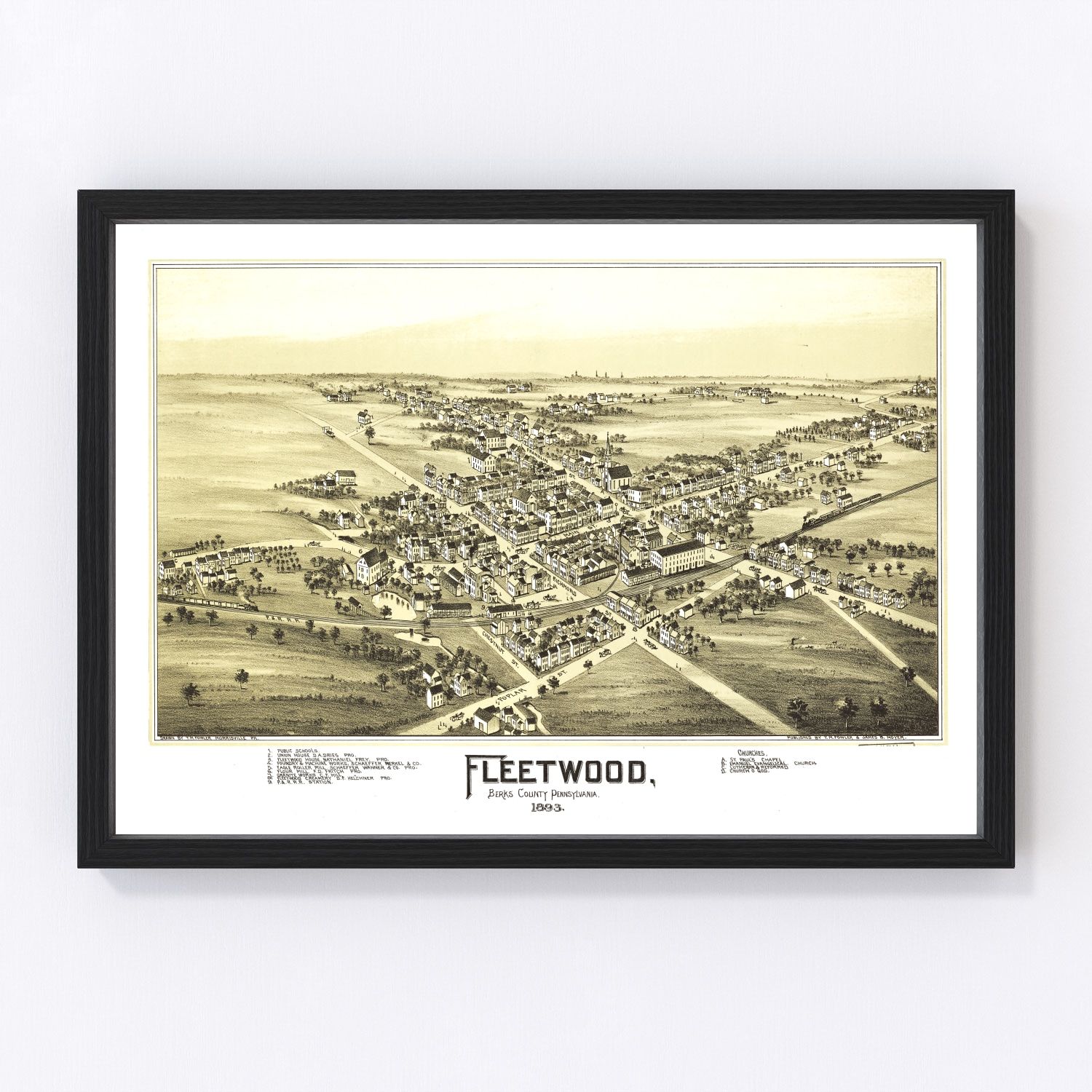 Vintage Map of Fleetwood, Pennsylvania 1897