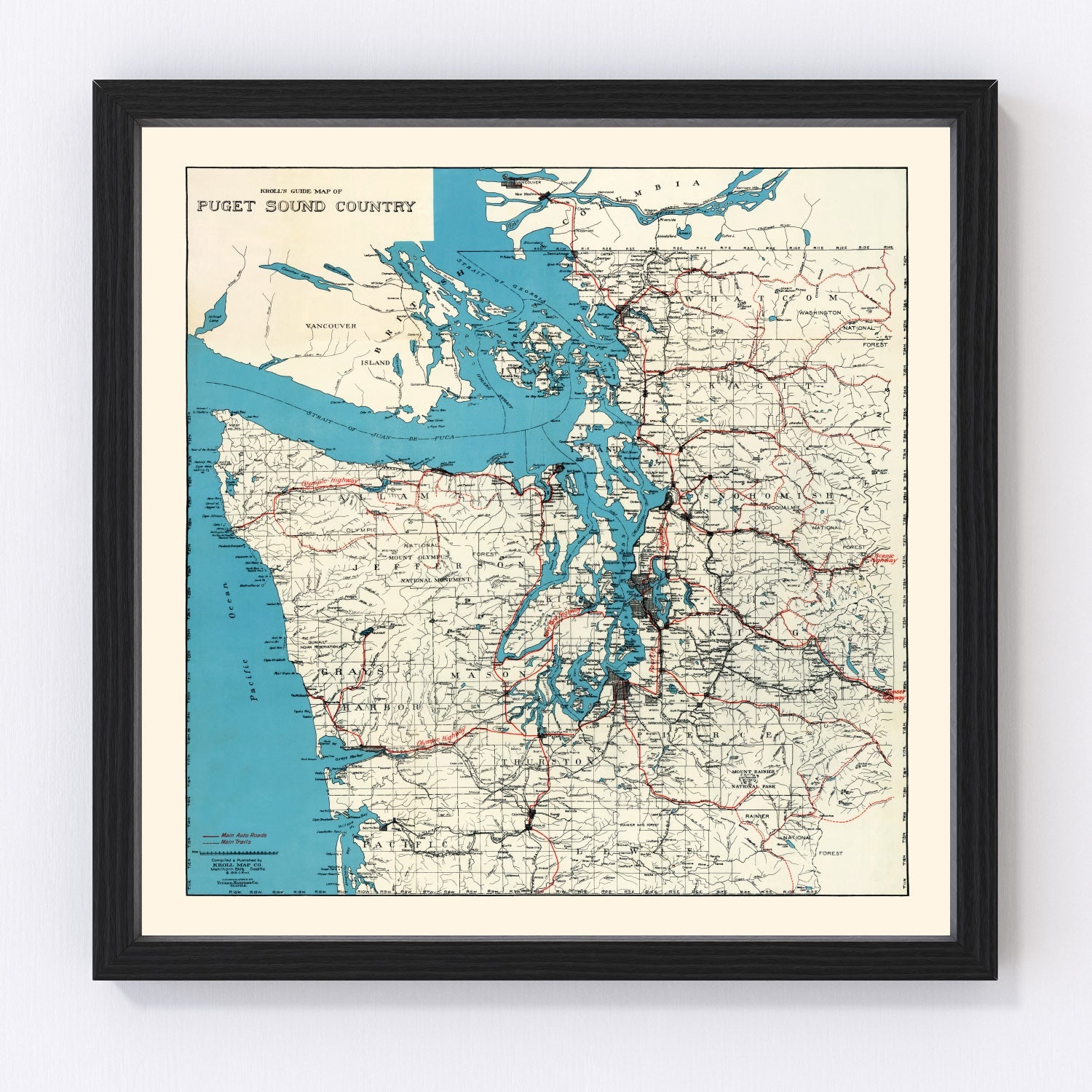 Vintage Map of Puget Sound, 1919