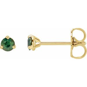 14K Yellow Gold 3 mm Natural Green Sapphire Earrings