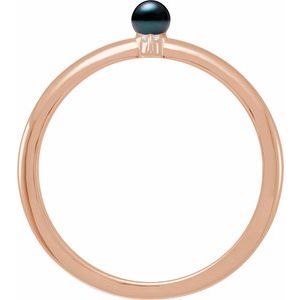14K Rose Gold Cultured Black Pearl & .015 CT Natural Diamond Ring