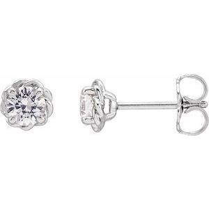 14K White Gold 4 mm Natural White Sapphire Claw-Prong Rope Earrings