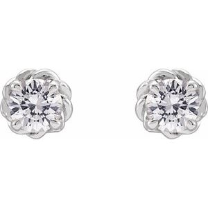 14K White Gold 4 mm Natural White Sapphire Claw-Prong Rope Earrings – image 2