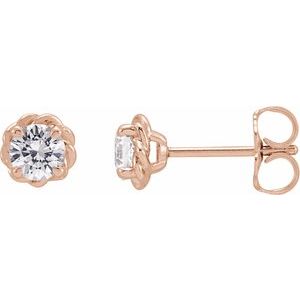 14K Rose Gold 1/2 CTW Natural Diamond Claw-Prong Rope Earrings