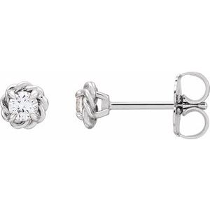 Sterling Silver 5.5 mm Natural White Sapphire Claw-Prong Rope Earrings