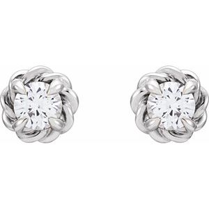 Sterling Silver 5.5 mm Natural White Sapphire Claw-Prong Rope Earrings – image 2