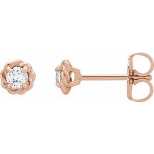 14K Rose Gold 5.5 mm Natural White Sapphire Claw-Prong Rope Earrings