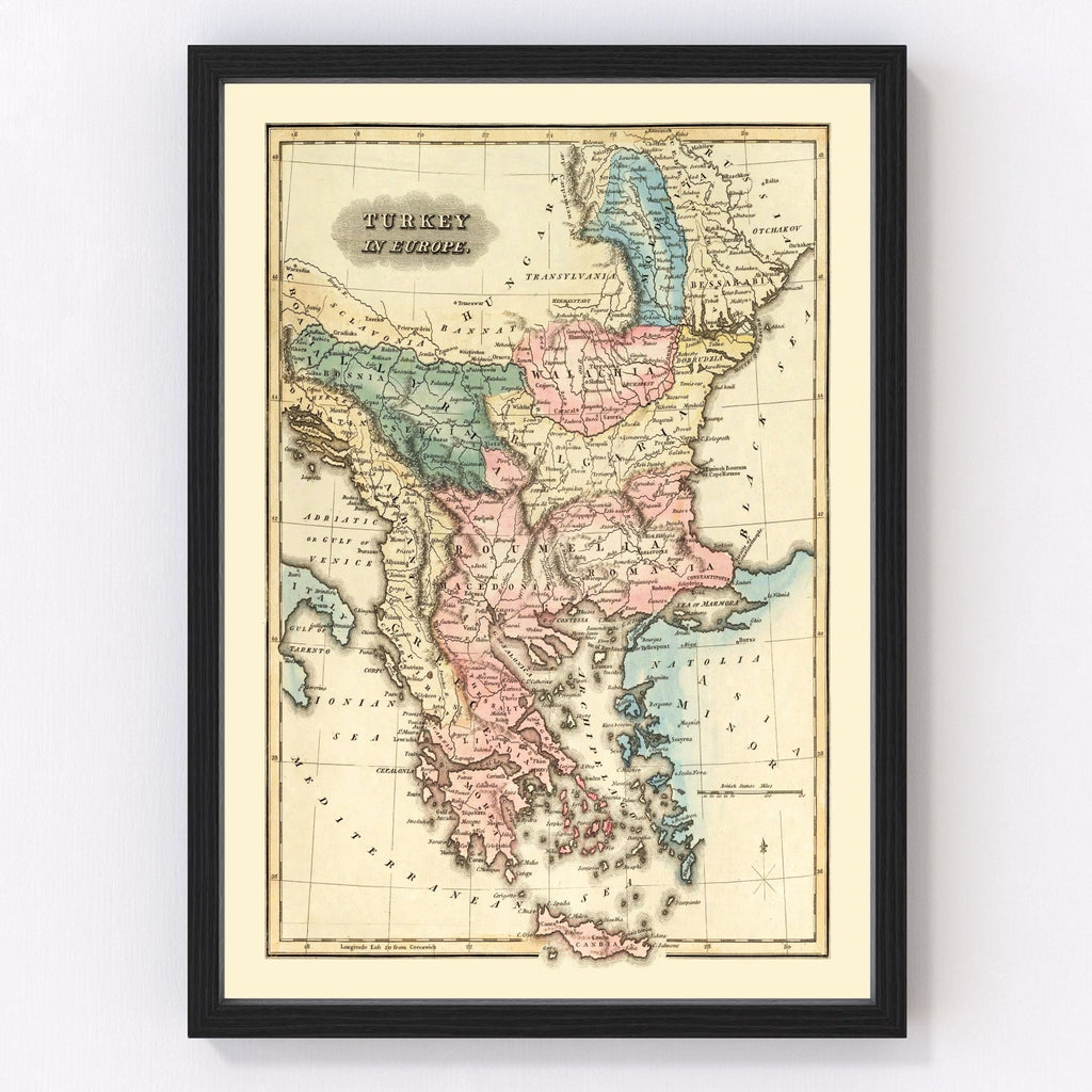 Vintage Map of Turkey 1823