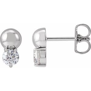 Sterling Silver 1/3 CTW Natural Diamond Bead Earrings