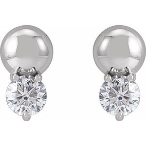 Sterling Silver 1/3 CTW Natural Diamond Bead Earrings – image 2