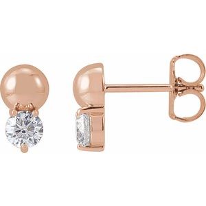 14K Rose Gold 1/3 CTW Natural Diamond Bead Earrings