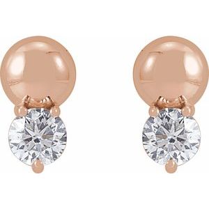 14K Rose Gold 1/3 CTW Natural Diamond Bead Earrings – image 2