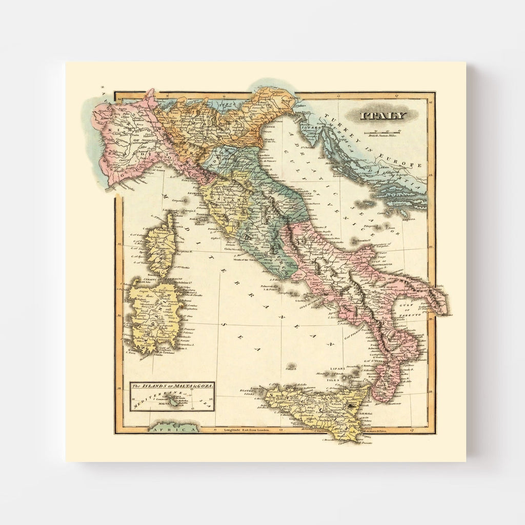 Vintage Map of Italy 1823