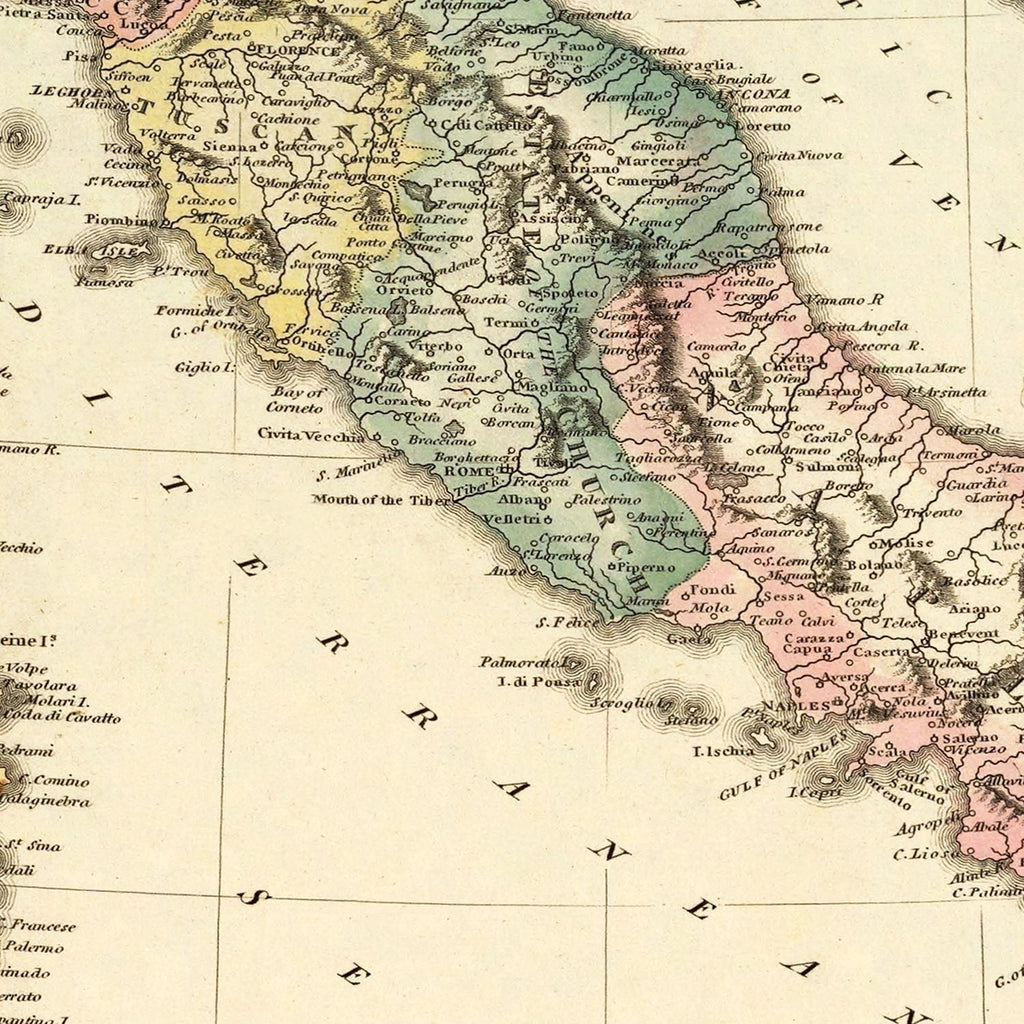 Vintage Map of Italy 1823
