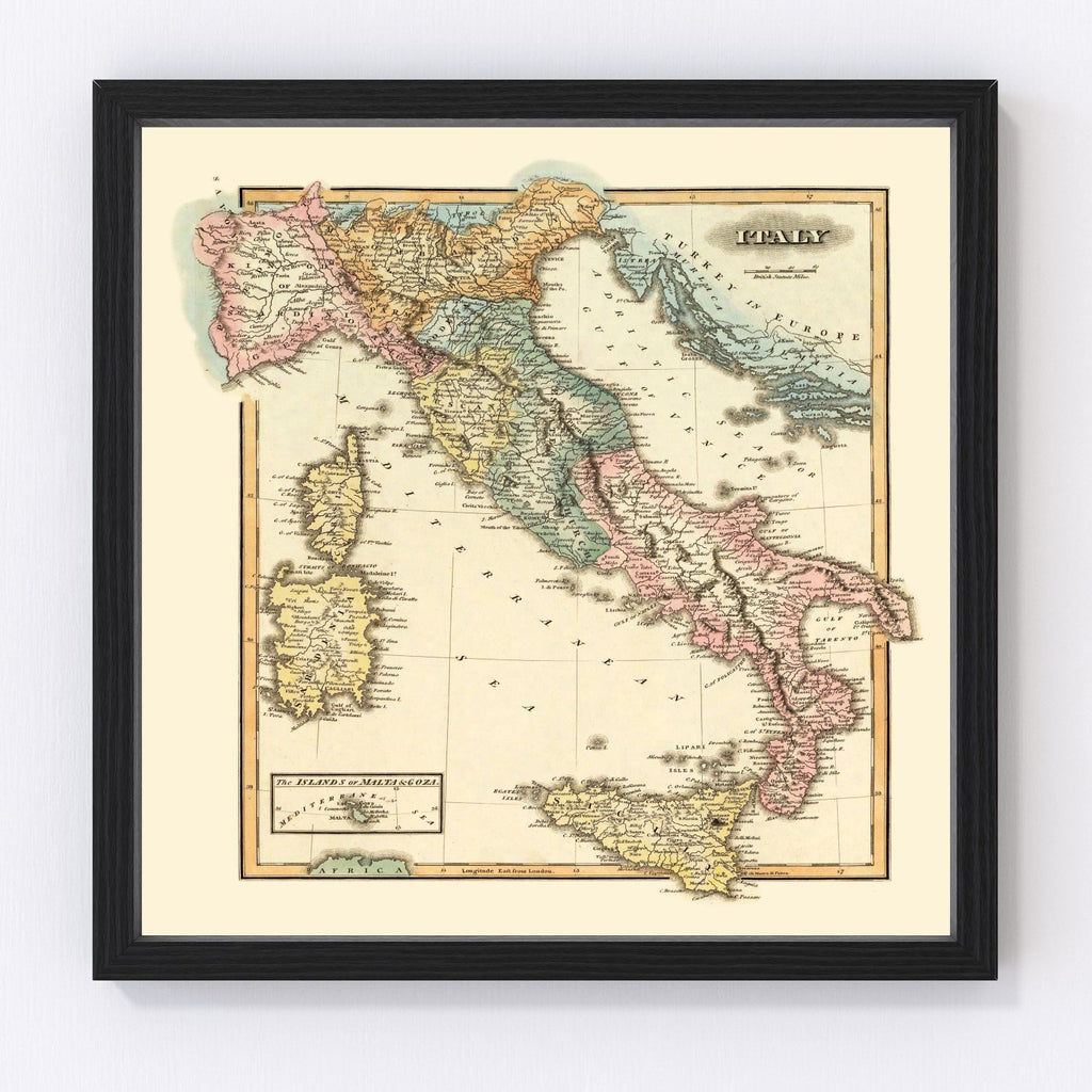 Vintage Map of Italy 1823