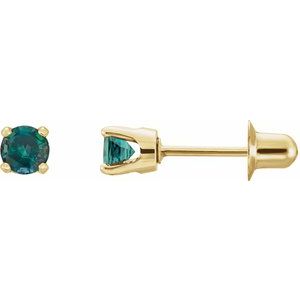 14K Yellow Gold Lab-Grown Alexandrite Earrings
