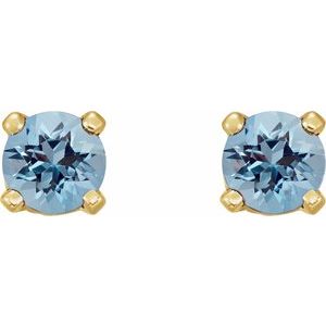 14K Yellow Gold Natural Aquamarine Earrings – image 2