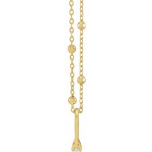 14K Yellow Gold .03 CT Natural Diamond Tiny Solitaire Ring 18" Necklace