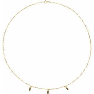 14K Yellow Gold Natural Green Tourmaline 16" Necklace