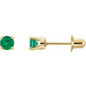 14K Yellow Gold Natural Emerald Earrings