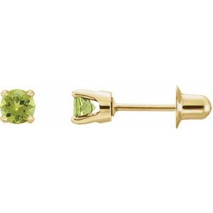 14K Yellow Gold Natural Peridot Earrings