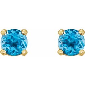14K Yellow Gold Natural Swiss Blue Topaz Earrings – image 2