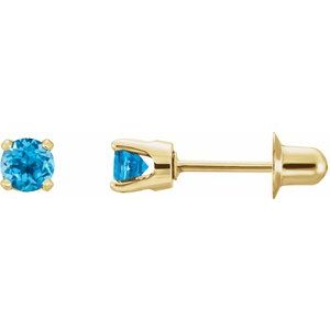 14K Yellow Gold Natural Swiss Blue Topaz Earrings