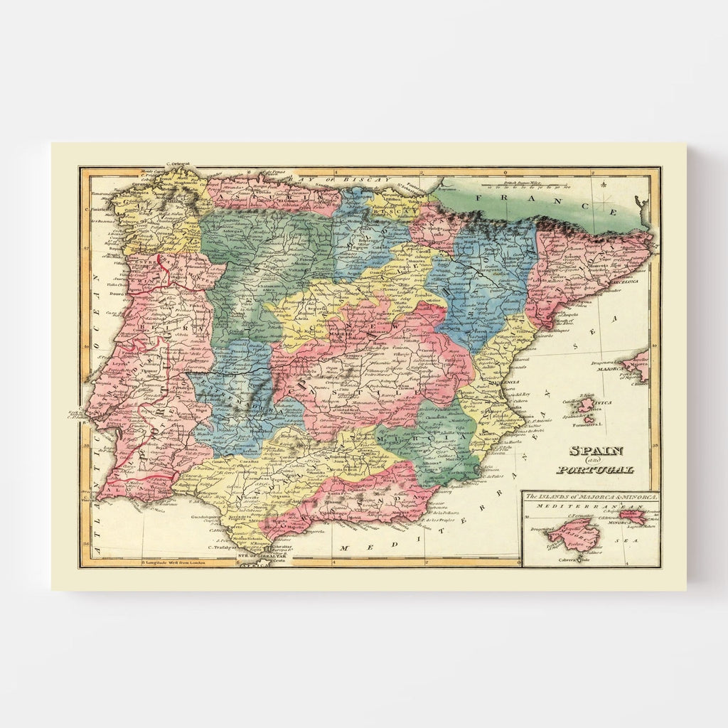 Vintage Map of Portugal 1823