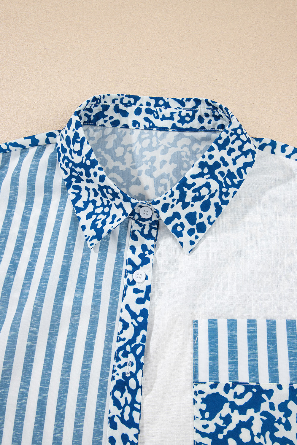 Leopard Stripe Pocketed Long Sleeve Shirt
