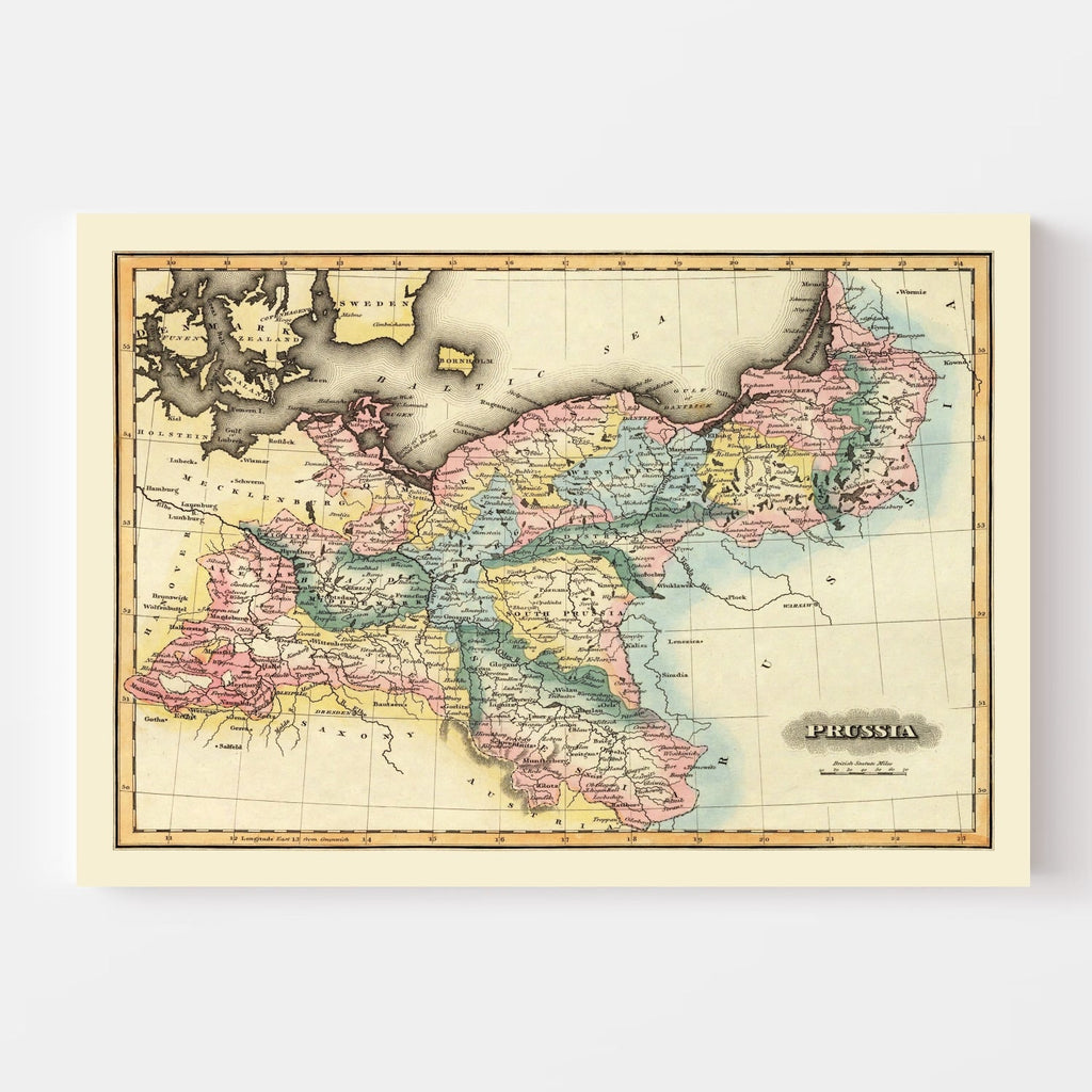 Vintage Map of Prussia 1823