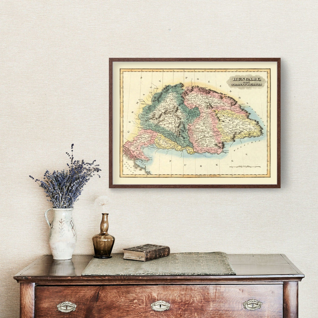 Vintage Map of Hungary 1823