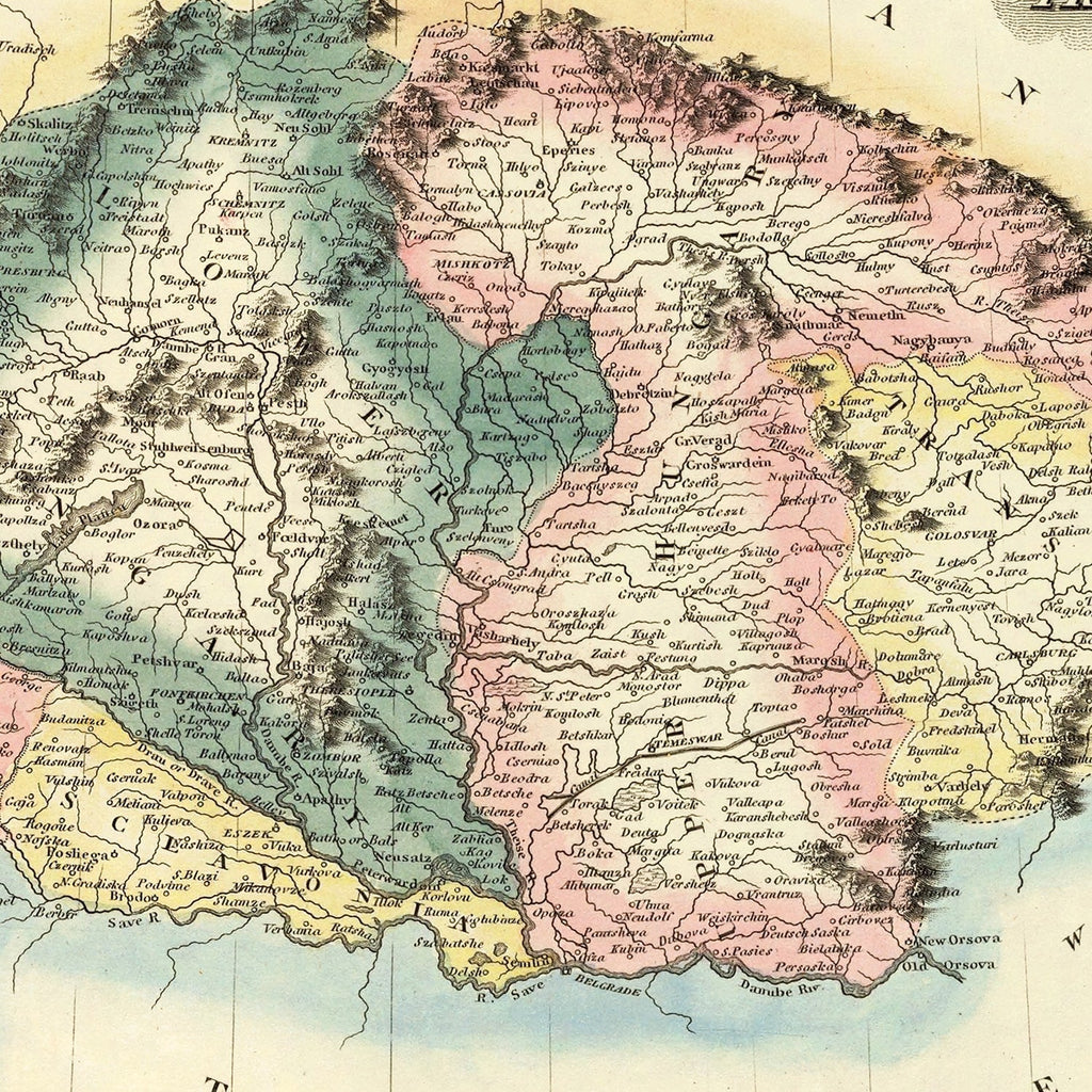 Vintage Map of Hungary 1823