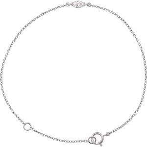14K White Gold 1/4 CT Lab-Grown Diamond 6 1/2-7 1/2" Bracelet