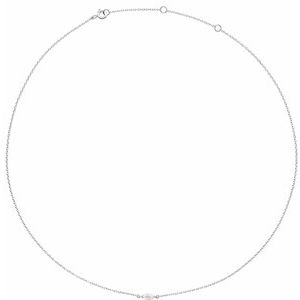 14K White Gold 1/4 CT Lab-Grown Diamond 16-18" Necklace