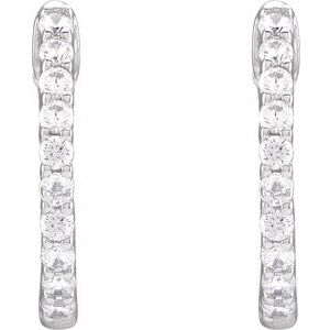 Sterling Silver 1/2 CTW Lab-Grown Diamond Inside-Outside 14.5 mm Hoop Earrings – image 3