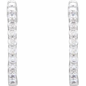 14K White Gold 3/4 CTW Lab-Grown Diamond Inside-Outside Hinged 17.2 mm Hoop Earrings – image 3