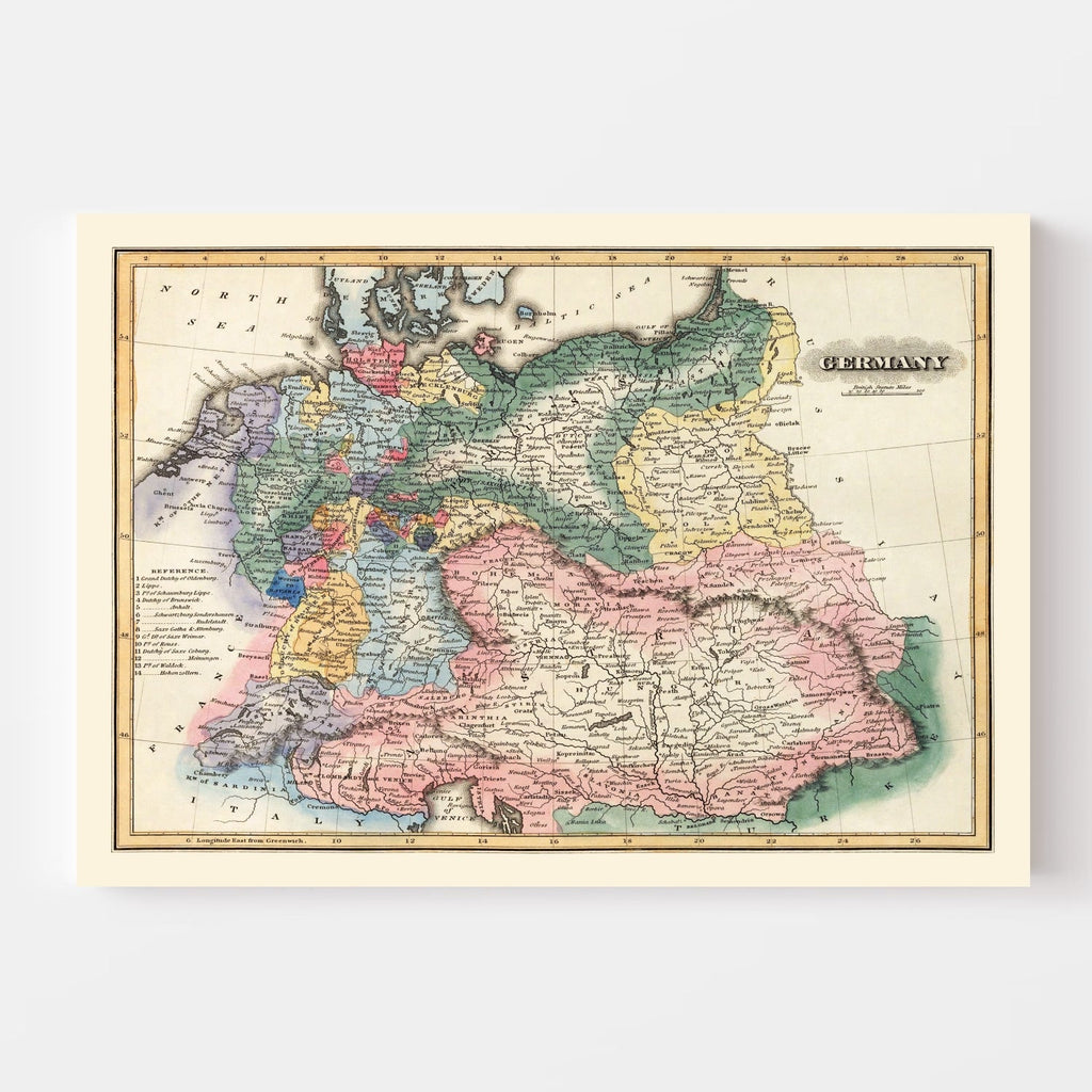 Vintage Map of Germany 1823