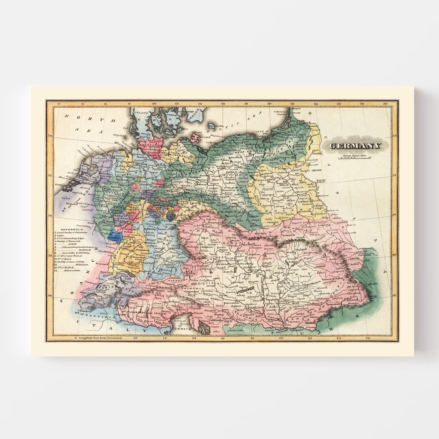 Vintage Map of Germany 1823