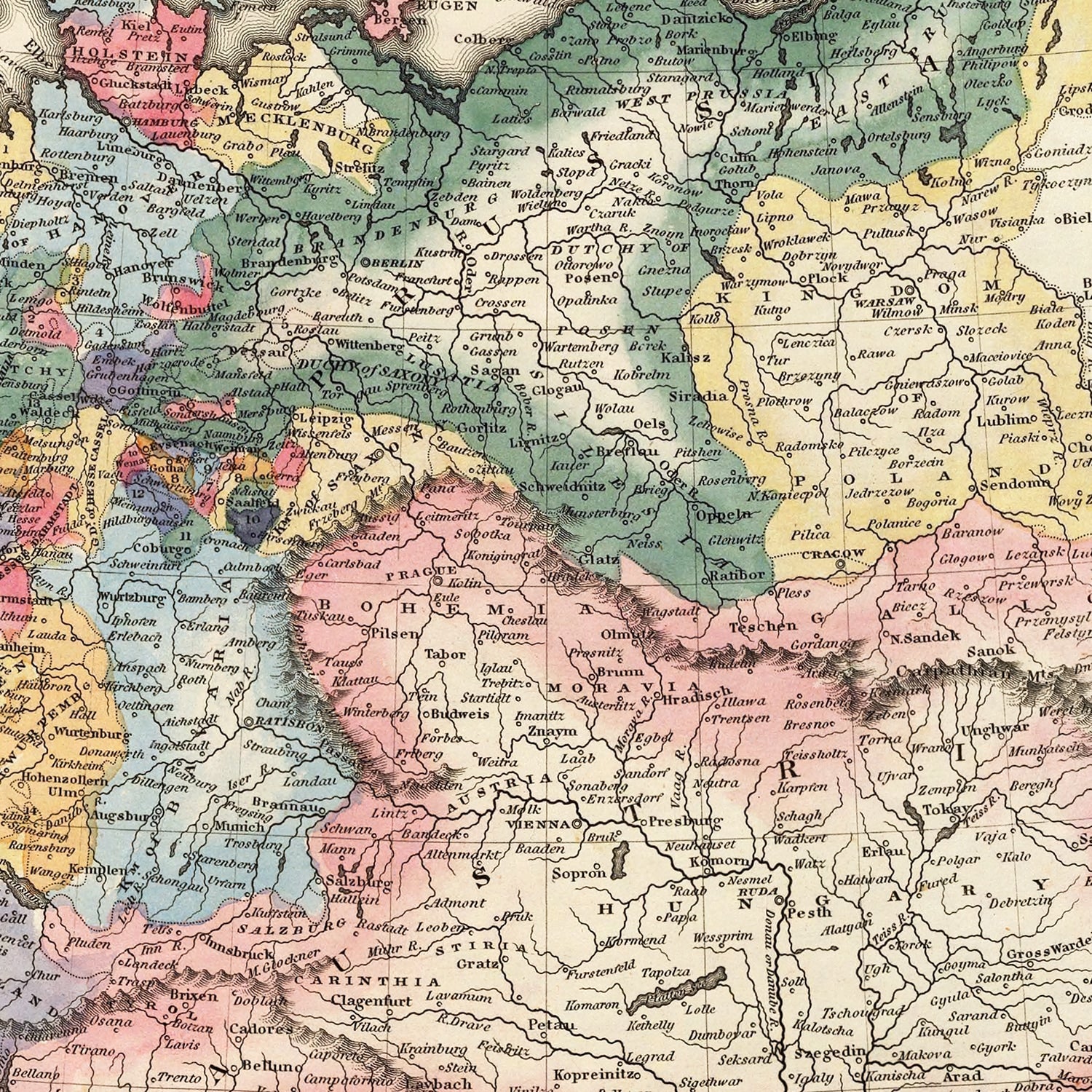 Vintage Map of Germany 1823
