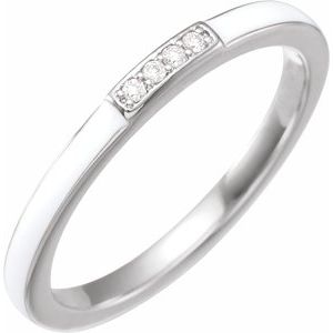 14K White Gold .03 CTW Natural Diamond & White Enamel Stackable Ring
