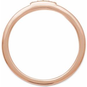 14K Rose .03 CTW Natural Diamond & White Enamel Stackable Ring