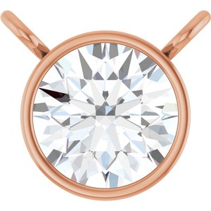 14K Rose 1/4 CT Lab-Grown Diamond Bezel-Set Necklace Center
