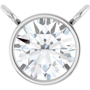14K White 1/4 CT Natural Diamond Bezel-Set Necklace Center