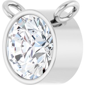 14K White 1/4 CT Natural Diamond Bezel-Set Necklace Center