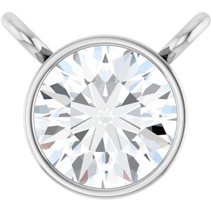 Platinum 1/3 CT Natural Diamond Bezel-Set Necklace Center
