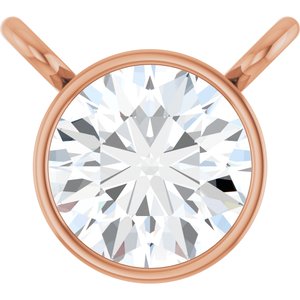 14K Rose 1/3 CT Lab-Grown Diamond Bezel-Set Necklace Center